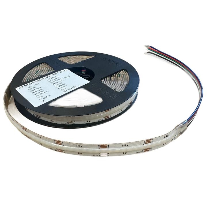 LED COB RGBW pás 20W, 24V, 448pcs/m, RGB+studená biela, IP20,šírka 12mm